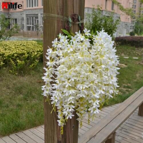 Home Decoration Wedding Party Decor Fake Silk Wisteria DIY Hanging Rattan Flower Vines Garland 5 head/Bunch Artificial Clove