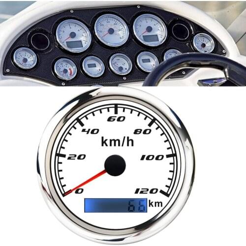 Universal Speedometer 12V/24V Odometer 85mm 120Km/H LCD Hourmeter Tachometer Backlight for Marine Car Motorcycle