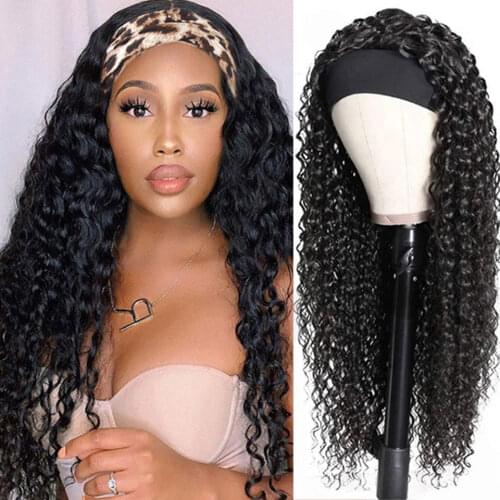 Water Wave Headband Wig Human Hair Wigs Full Machine Wigs Curly Human hair Wigs For Black Women 150% Brazilian Wigs