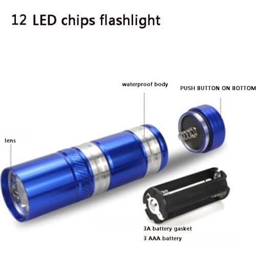 Waterproof Mini LED Torch 2000 Lumens Q5 Led Flashlight lamplight12 LED Chips mini Torch Light 3A Battery