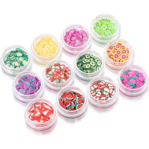 12 Bottles/Lot Fruit Flower Animal Soft Clay Epoxy Resin Molds Fillings Glitter Silicone Filler DIY Jewelry Making Nail Art Tool