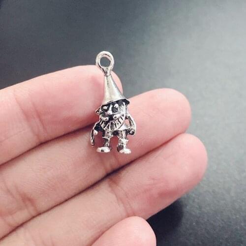 12pcs/Lot Gnome Charms Antique Silver Color Tone Cute Pendants Fit Diy Necklace Making Halloween Gift Jewelry Accessories