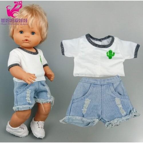 16 inch Nenuco Doll t-shirt jeans short for 40cm Ropa Y Su Hermanita 38cm baby doll fashion summer casual clothes