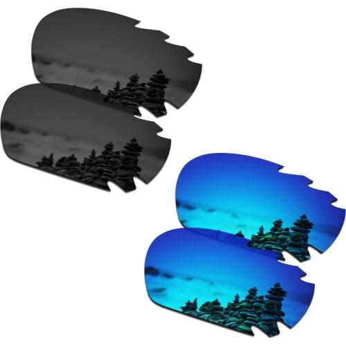 SmartVLT 2 Pairs Polarized Sunglasses Replacement Lenses for Oakley Jawbone Vented Stealth Black and Ice Blue