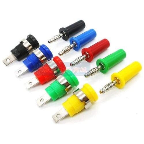 2pcs Pure copper high current 4mm banana socket +4mm banana plug Terminal. High current instrument terminal opening 12mm