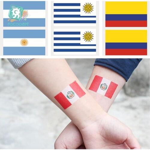 2018 Soccer Game Flags Of Peru Colombia Uruguay Argentina Temporary Tattoo Stickers For Funs Flag Face Tattoo