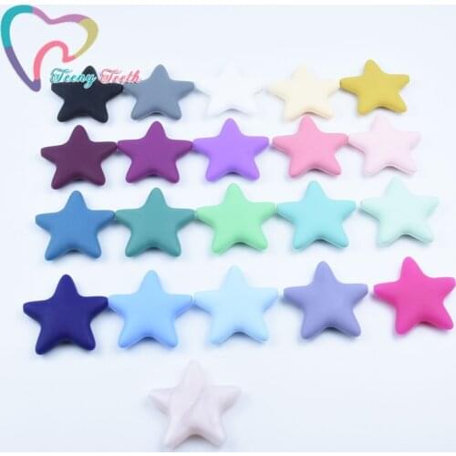 50 PCS 45MM Silicone Star Beads BPA Free Pentagram Teething Pendant Beads For Necklace Bracelet Accessories DIY Nursing Toy Gift