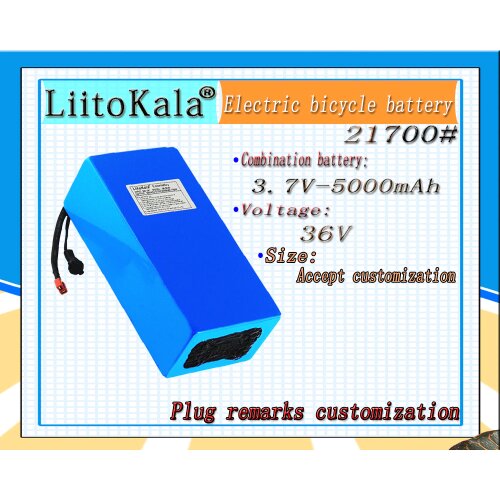 LiitoKala 21700 battery 36V 30Ah 25ah 20ah 15ah battery pack 500W high power battery 42V Ebike electric bicycle BMS