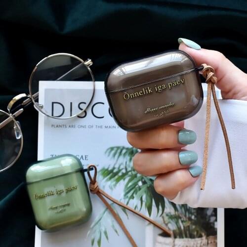 Cases For Apple AirPods 2 Pro 1 Transparent Green Case with Chain Cool Earphone Charging Box Accessories Cover for AirPod Coque