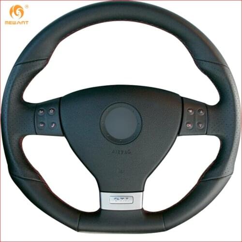 MEWANT Black Artificial Leather Car Steering Wheel Cover for Volkswagen Golf 5 Mk5 GTI VW Golf 5 R32 Passat R GT 2005 interior