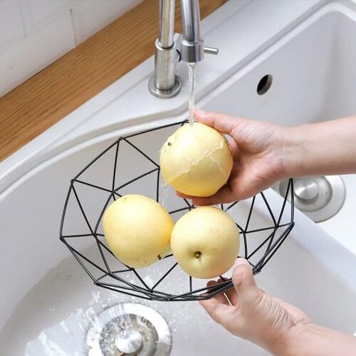Cretive Fruit Basket Bowl Metal Wire Container Drain Basket Kitchen Rack Fruit Vegetable Storage Holder Snack Tray Storage Bowl