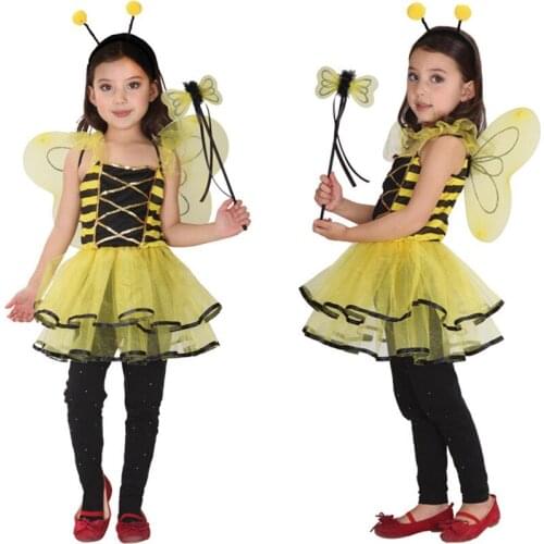 Girls Animal ostume Fantasia Kids honeybee Costumes With Wing Child Girl angel Costume For Halloween Cosplay