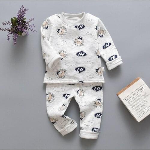 Baby pajamas set baby boy girl clothes winter pajamas set children cute printed tops and pants thickened baby clothing set