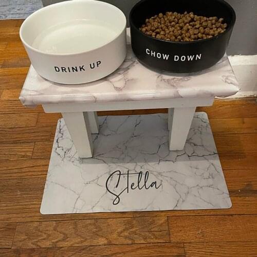 Exclusive Custom Name PU Leather Dog Placemat Cat Placemat Pet Placemat Waterproof Drinking Feeding Mat Cute Pet Placemat Pads