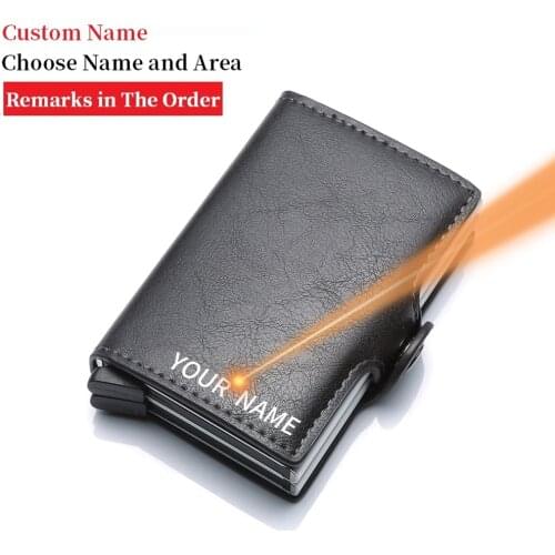 Custom Name New Rfid Card Money Clip Wallet Leather Men Slim Thin Money Bag Wallet Male Women Pocket Cash Holder Money Case