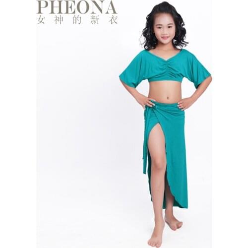 Belly dance child girl uniforms beginners Oriental children group training practice learning performance clothing costume X70