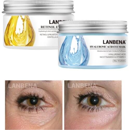 LANBENA Eye Masks Moisturizing Eye Patches Serum Anti-Aging Anti-Puffiness Reduce Dark Circle Firming Eyes Skin Care Sets 50PCS
