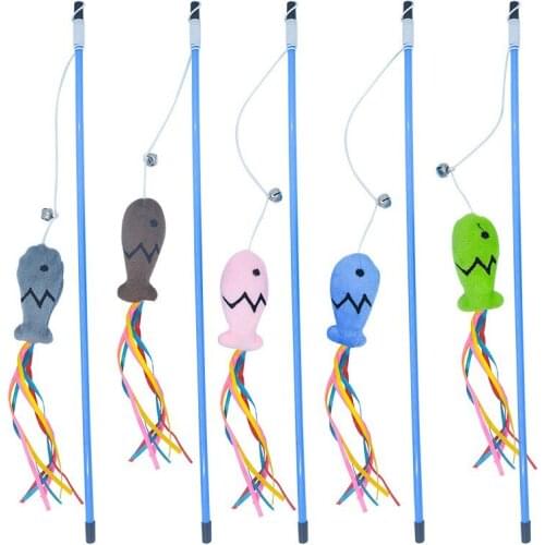 Legendog Cat Wand Stick Toys Cat Play Wand Funny Fish Design Tassel Cat Stick Toy Kitten Training Wand With Catnip Pet Supplies