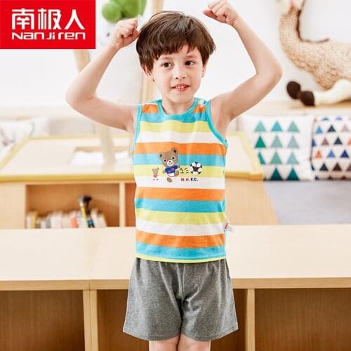 NANJIREN Sleeveless Garment Rainbow Child Pajama Vest Sleep Shirt Set Baby Girls Clothes Pajama Sets Cotton Children Pajamas