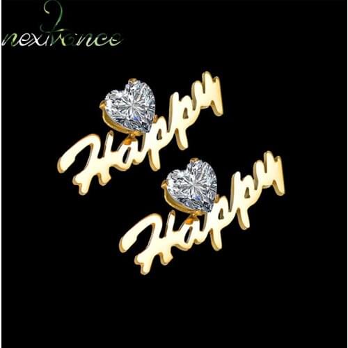 Nextvance Customize Name Stud Arabic Personalized Zircon Earring Rhinestones Women Youth Lover Stainless Steel Anniversary Gift