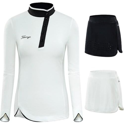 2020 New Women Golf Sportswear Spring Autumn Sports quick-drying Shirts Long Sleeve Ladies Slim Stand collar Golf Apparels