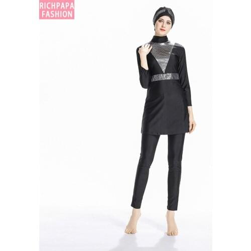 New Plus Size Burkinis Muslim Printed Islamic Swimwear Women Muslim Swimsuit Full Cover Modest Hijab Swimming Suit