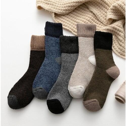 New winter socks mens color matching thick warm socks