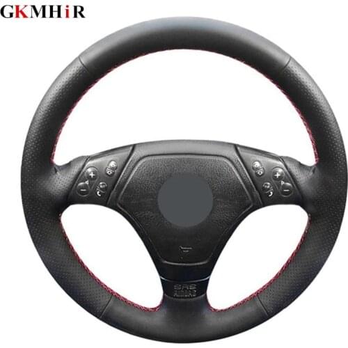 GKMHiR DIY Black Steering Wheel Cover Hand-Stitched Artificial Leather Car Steering Wheel Cover for BMW E36 E46 E39