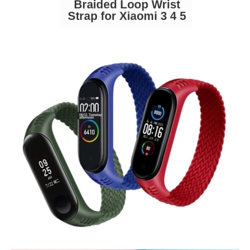 Braided Loop Nylon Strap Silicon Case for Xiaomi Band 3 4 5 Elastic Mi Band 5 Strap Protective Cases Frame Cover Watch Bands