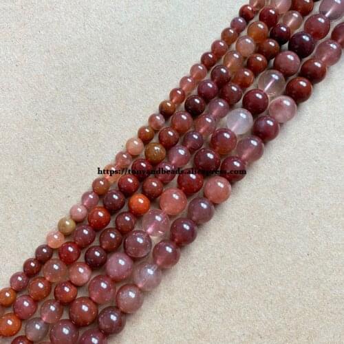 Natural Stone Red Quartz Crystals Round Loose Beads 6 8 10 MM Pick Size for Jewelry Making