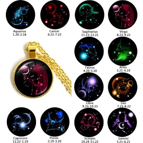 Constellation Pattern Pendant 12 Constellation Necklace Leo Virgo Libra Scorpio Sagittarius Capricorn Aquarius Pisces Jewelry