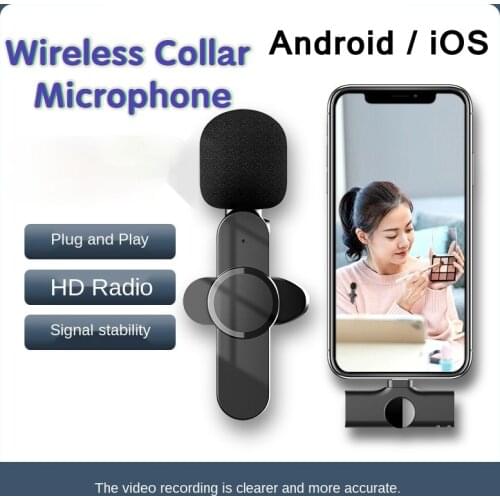 Portable 2.4GHz Wireless Microphone Smartphone Audio Video Recording Mini Lavalier Microphone For iPhone Android Phone PC Mic