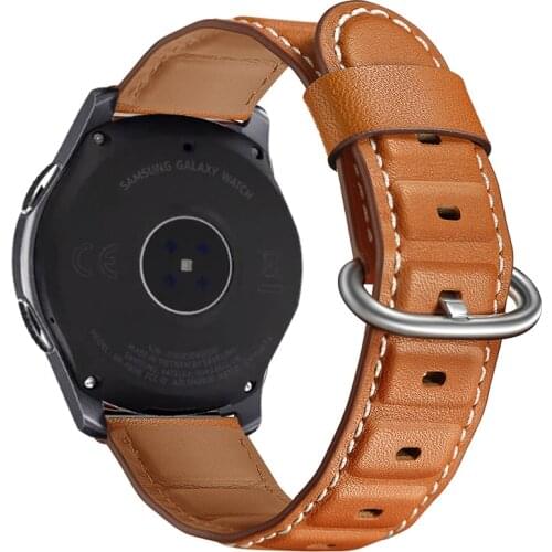 For Galaxy Watch 46mm Genuine Leather Bamboo Style Wrist Strap For Samsung Gear S3 Bracelet Amazfit 1/2 Huawei GT Watchband 22mm