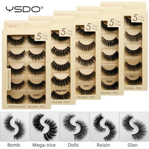 YSDO 5 pairs eyelashes mink strip lashes dramatic eyelashes natural 3d mink eyelashes makeup false eyelashes cilios maquiagem