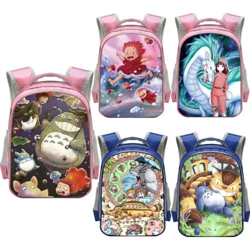Anime Ponyo / Totoro / Spirited Away Backpack Chilren School Bags for Boys Girls Kindergarten Bag Schoolbags Cartoon Kid Bookbag