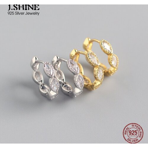 JShine Korean Style S925 Sterling Silver INS Horse Eye Cubic Zirconia Hoop Earrings Real 925 Silver Ear Buckle Fine Jewelry