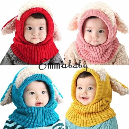Citgeett Newborn Kids Baby Boy Girl Fur Pom Hat Winter Warm Knit Bobble Beanie Cap Scarf
