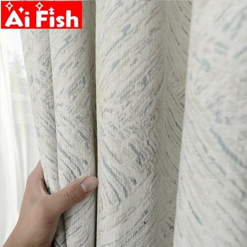 Nordic Style Modern Simple White Grain Color Bedroom Chenille Texture Thickened 85% Blackout Curtains For Living Room MY024#30