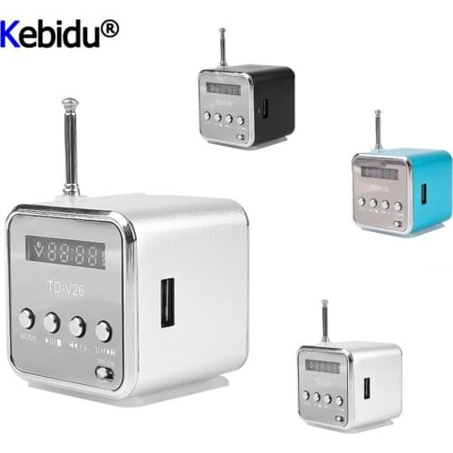 TD-V26 Speaker Mini FM Radio Receiver MP3 Music Player LCD soundbar Micro SD TF Music Stereo Loudspeaker for Laptop