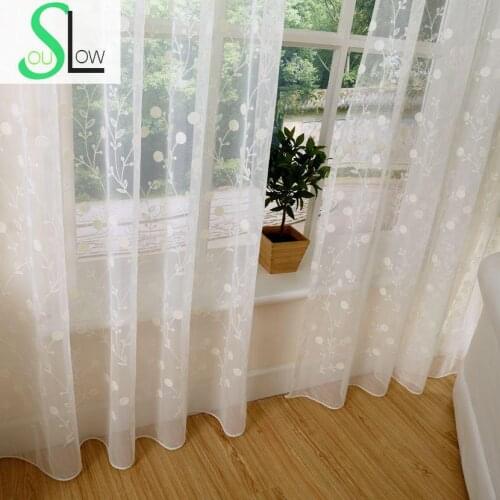 Slow Soul Beige White Light Brown Color Embroidered Curtains Pastoral Curtain Tulle For Living Room Kitchen Bedroom Children