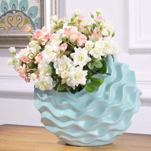 Vase ceramic ornaments creative blue European Nordic small fresh living room flower arrangement home decoration
