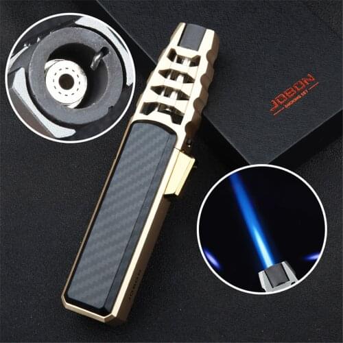 Windproof Gas Cigar Lighter Kitchen Baking Supply Outdoor Strong Fire Welding Torch Smoking Accessories Luxury Metal Mens Gifts