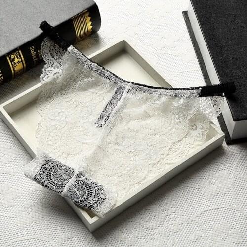 Woman Lace Panties Underwear Lingerie Mid Waist High Quality Soft Female Sexy Briefs Hollow Out Transparent Panty