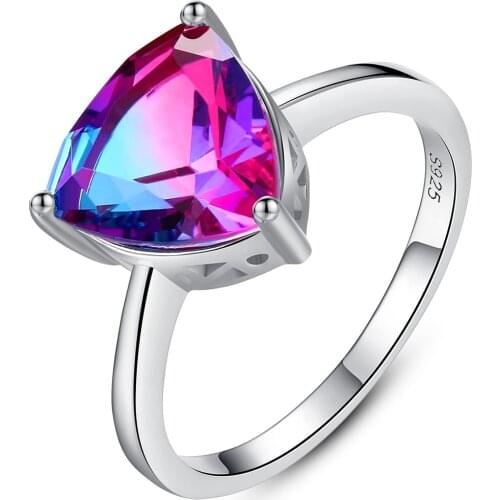 2021 New Genuine 925 Sterling Silver Platinum Plated luxurious Rainbow Stone Stone Rings for Women Fine Jewelry