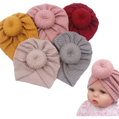2021 Waffle Crochet Knit Baby Hat Turban Infant Toddler Newborn Baby Cap Bonnet Beanies Headwraps for Girls Boys шапка детская