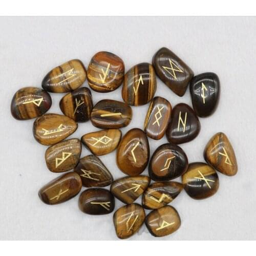 25pcs/set natural jasper stone nordic Viking Runes Set Healing Palm Fortune-Telling Feng Shui Divination Decoration
