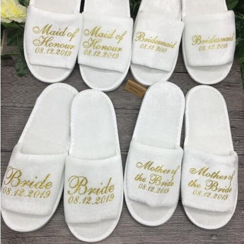 5pairs lot personalized velvet wedding bride bridesmaid gift slippers Birthday Hen night bachelorette party gifts