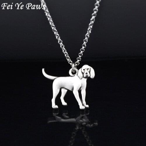 Antique Silver Color Coonhound Dog Pendant Stainless Steel Chain Necklace Boho Animal Chocker Fashion Accessories jewelery