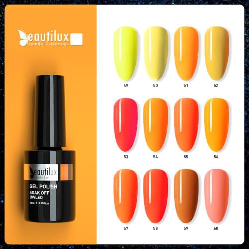 Beautilux Nail Gel Polish Summer Yellow Orange Color Collection Neon Nails Art Gels Varnish UV LED Nail Lacquer Supply 10ml