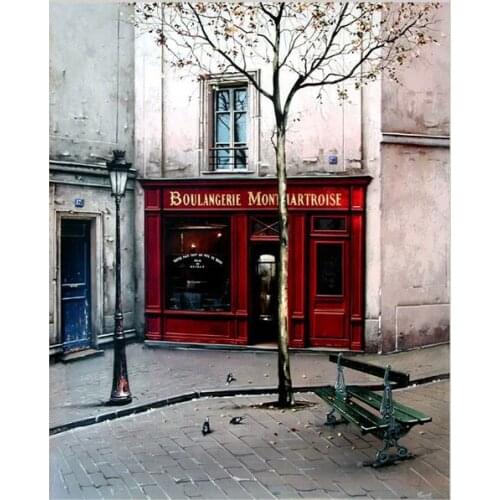 Free shipping Mediterranean building tree landcape oil painting canvas prints printed on canvas home wall art decoration picture